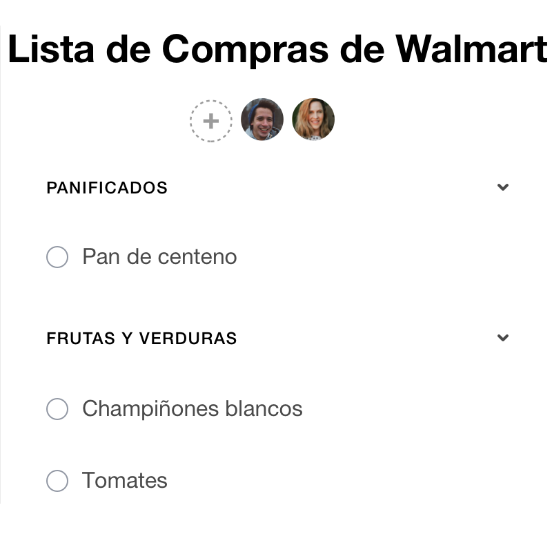 Lista de compras compartida en Any.do