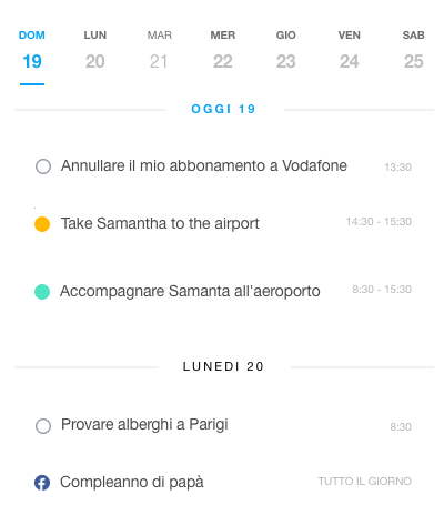 Agenda quotidiana sul calendario di Any.do